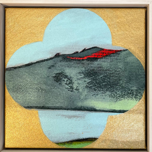 Original Mixed media painting on Canvas Framed in a white wash wood frame